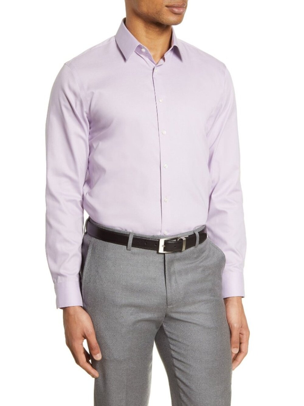 Nordstrom Extra Trim Fit Non-Iron Solid Stretch Dress Shirt, Purple Regal, 16